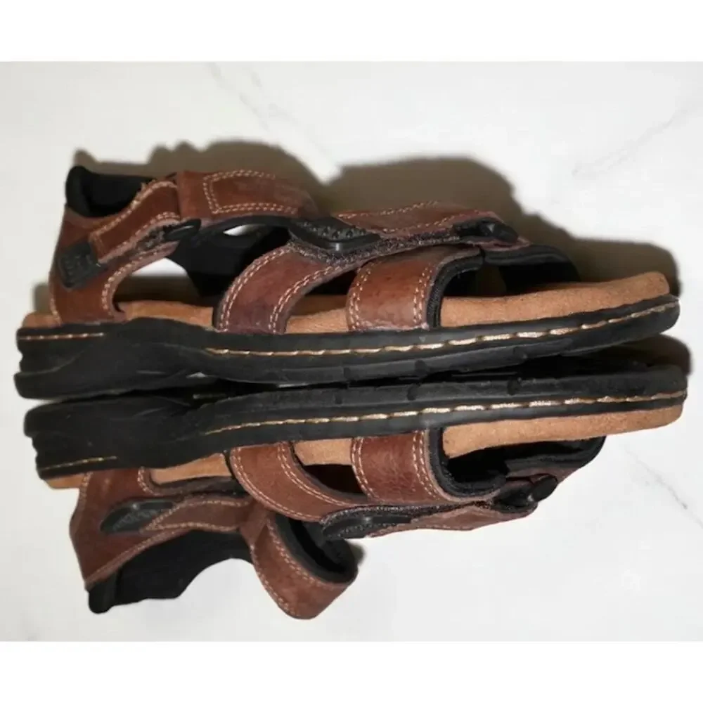 Dr. Scholl’s Brown Leather Comfort Sandals Men’s Size 12 Adjustable Outdoor